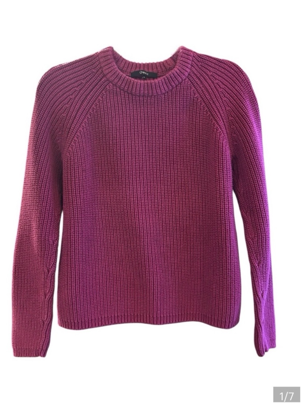 Quince 100% Organic Cotton Fisherman Crew Sweater Size S Dark Pink